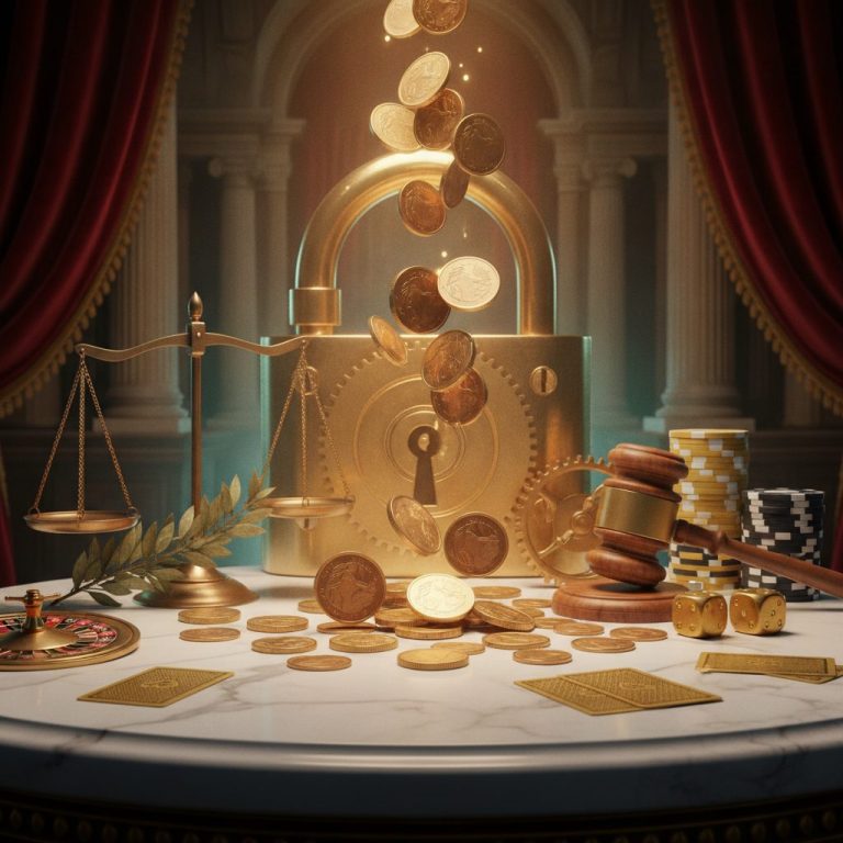 Financial withdrawal concept featuring coins and security elements representing online casino cash-out processes in Australia.