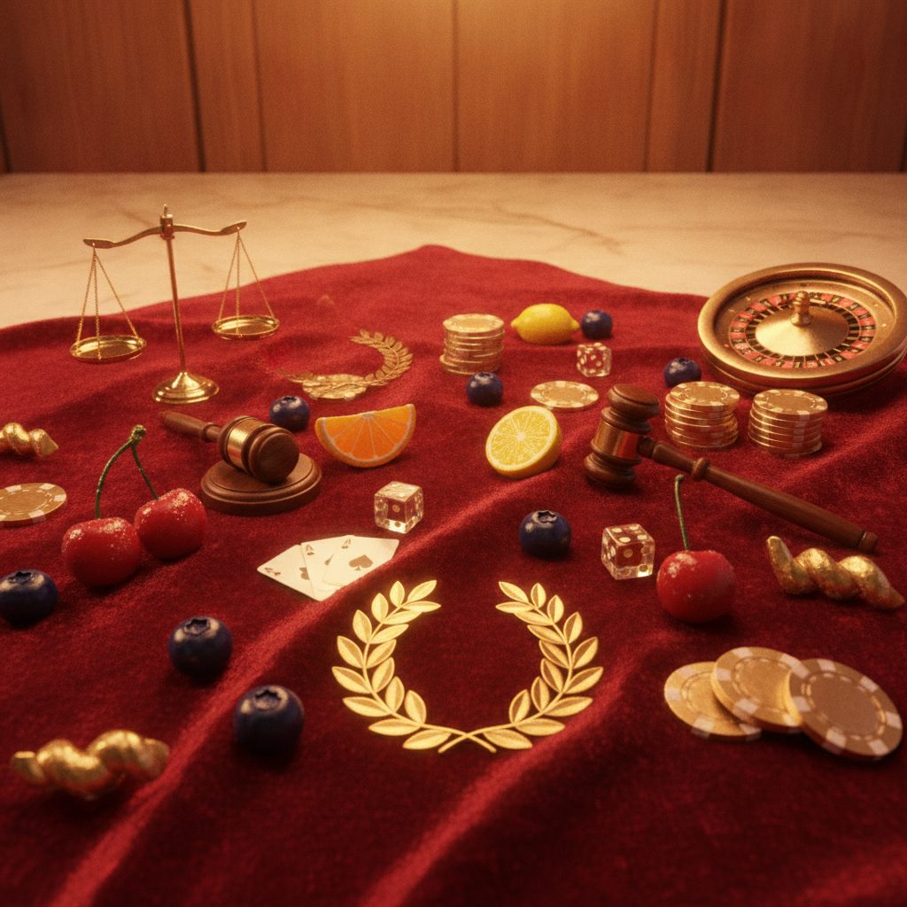 Assorted candies and fruit imagery representing the Sweet Bonanza pokie game theme