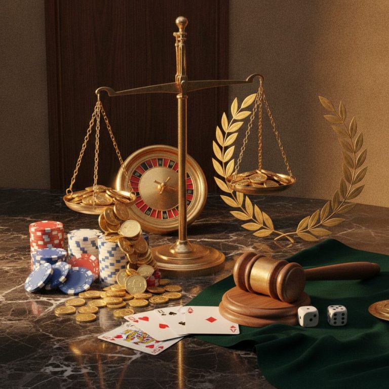 Poker chips and coins on a balance scale illustrating wagering requirements concept